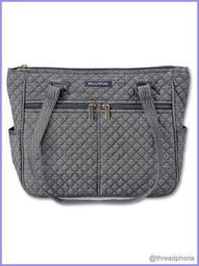 Quilted Tote Bag Lightweight Shoulder Handbag 10 Pockets